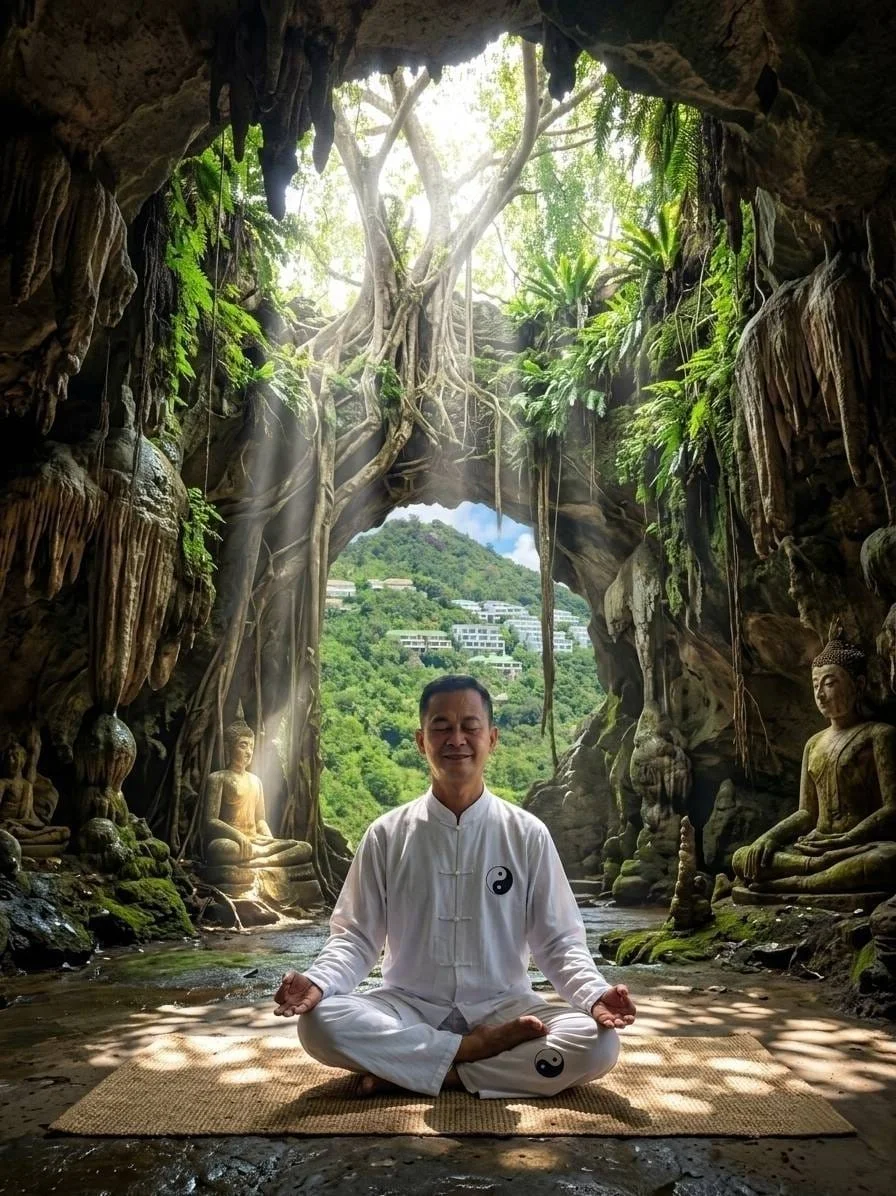 Master Jet Lee in a sacred cave monastery